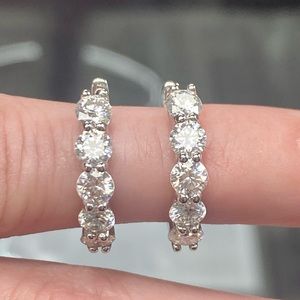 2 Carat Diamond Hoop Earrings - 5 Stone Diamonds bday Huggie Hoops
